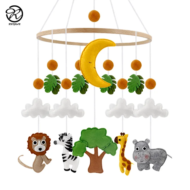  The Hobby Bounty Cuna para bebé móvil de animales para  guardería, tema de safari para bebé, colgante de fieltro, decoración del  hogar, regalo perfecto hecho a mano (juguetes de animales) 