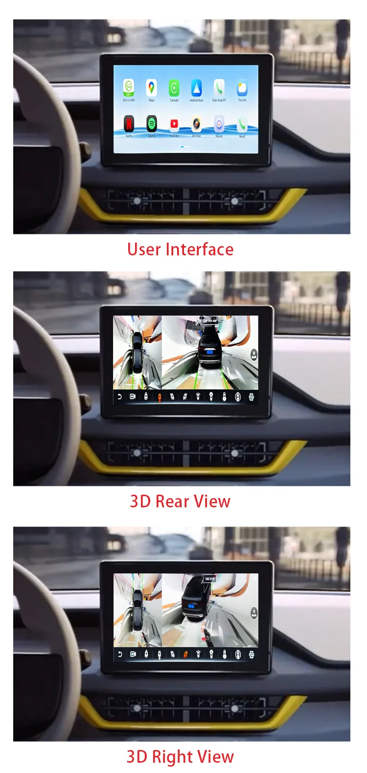 product wemaer androidoriginal dual system kit 3d panoramic cameras 360 degree car bird view camera for vinfast vf3 limo green mpv7-3