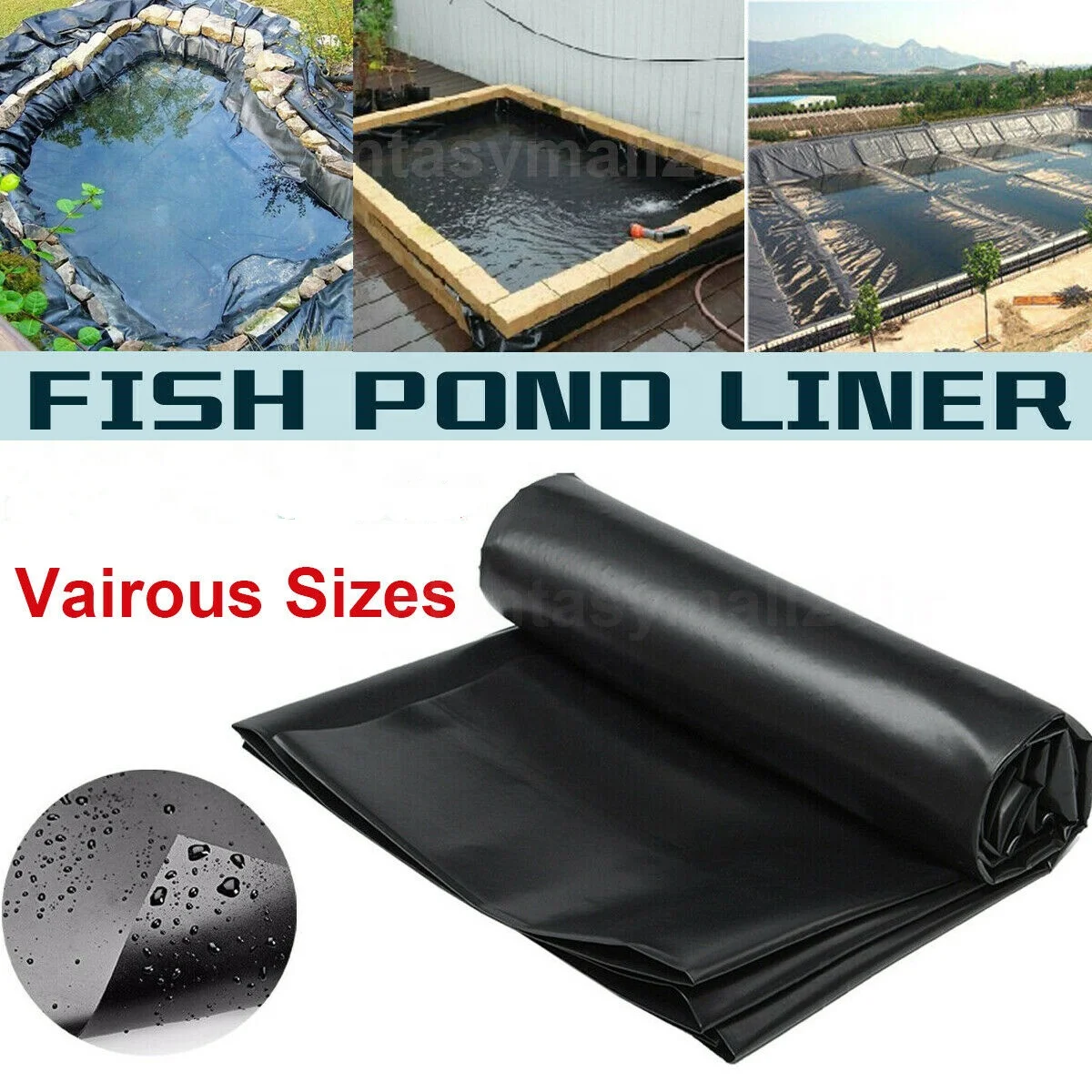 Durable 45 Mil 1mm 3mm EPDM Rubber Garden Pond Liner Waterproof Membrane That Withstands Stone Thickness Pressure