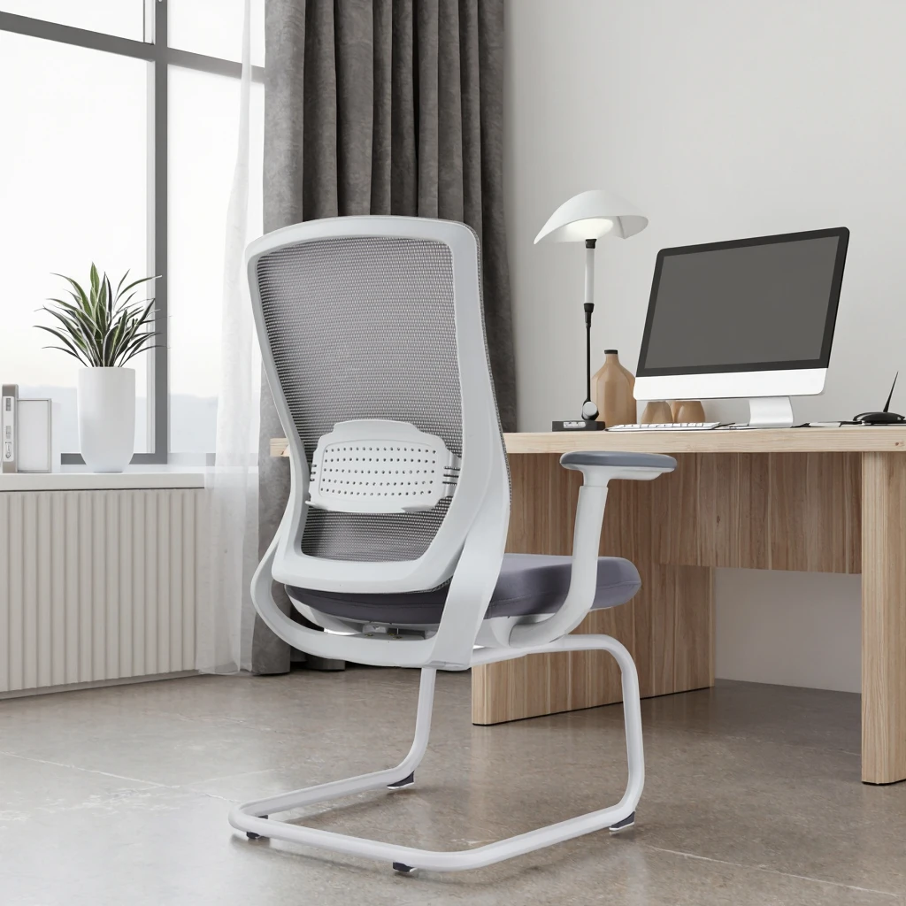 Simple Design Steel Frame Chair Adjustable Lumbar Support Compact Structure Home Office 5