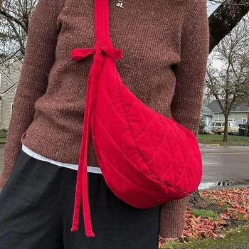 Custom Quilted Red Gingham Tote Bags Large Capacity Cotton Cosmetic Bags for Traveling