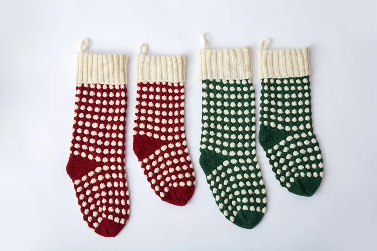 Hot Sale 46cm Polka Dot Knit Christmas Stocking - Buy 46cm Christmas ...