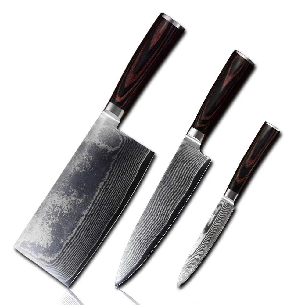 damascus steel knife set japanese style kitchen knives set with