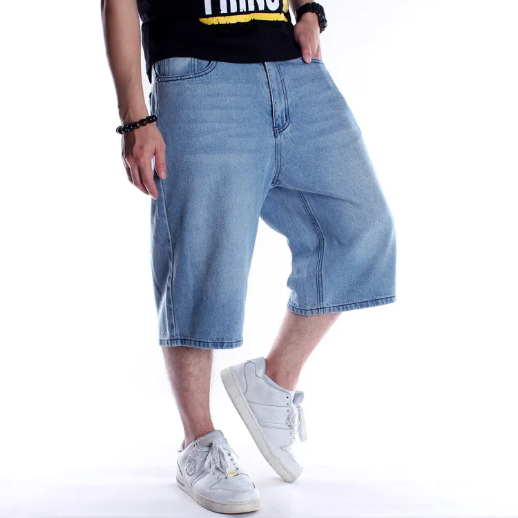 HOT Capri Mens Hip Hop Denim Shorts Jean Shorts Men Baggy