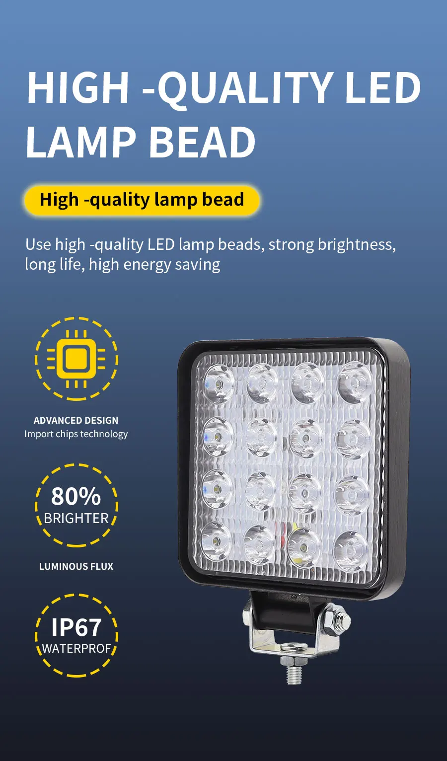 AUXTINGS 2 Pieces 4 Inch 10cm 48W Mini Ultra Thin LED Work Light Spot Beam LED Pods - View #14