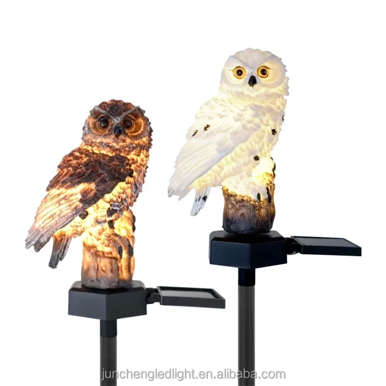 HomeHut Large Solar Powered Decorative Owl – Garden Statue, Resin, 16cm – Animal Theme Light Up Decor