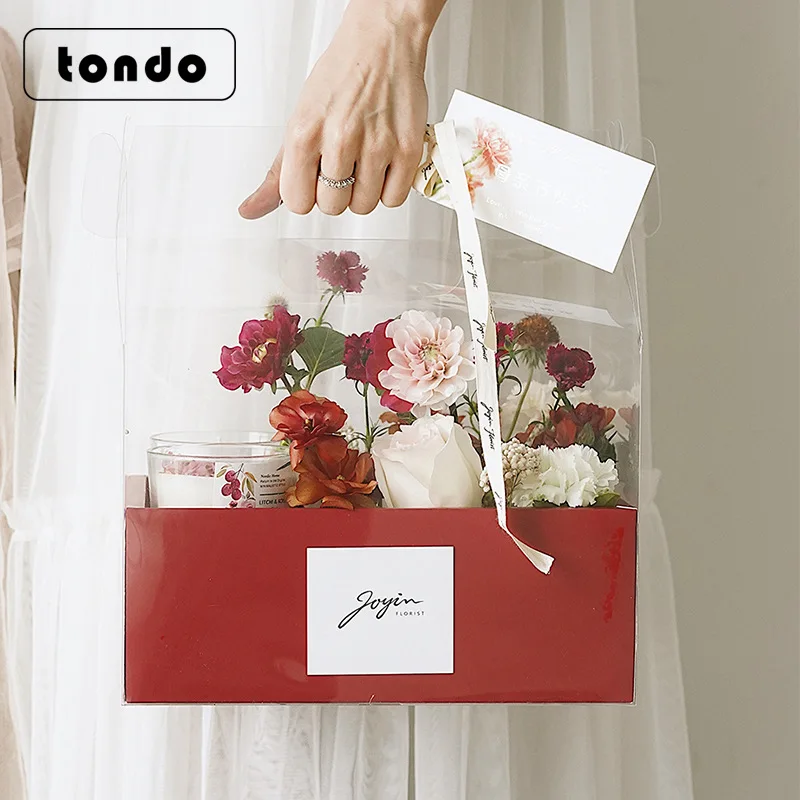 Transparent Clear Gift Packing Bag Box Florist Flower Bouquet Handbag Tote  Bags