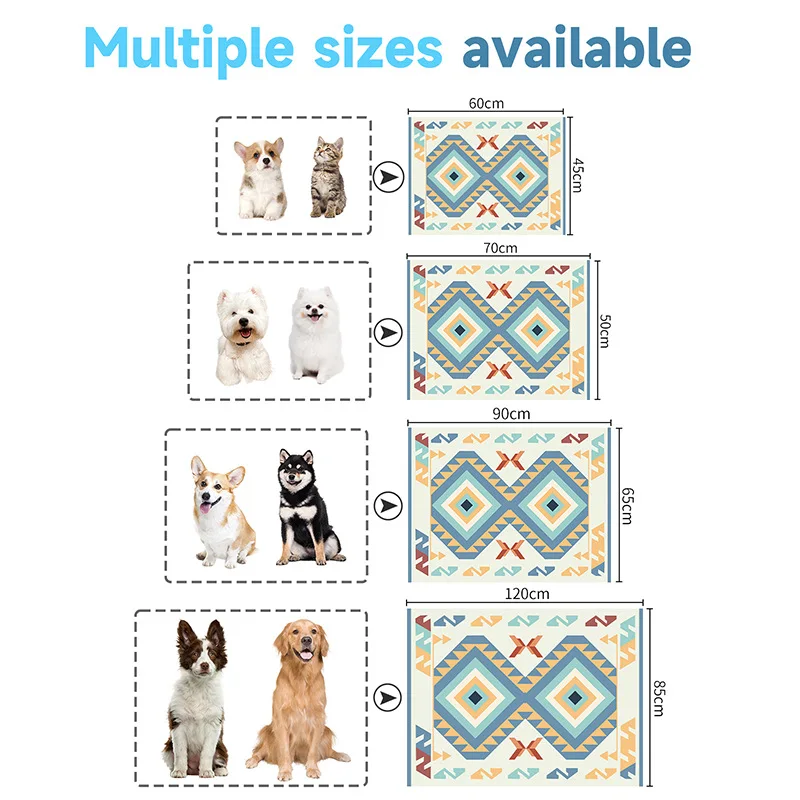 Bohemian Extra Large Self-Cooling Mat for Dogs Luxury Soft Washable Non-Toxic Summer Pet Indoor Bed Reusable Travel Pet Cooling