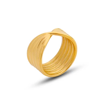 Fashion 18K Gold Plated Stainless Steel Ring for Women