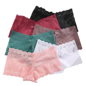 Wholesale Seamless Women's Everyday Bikini Breathable Knitted Nylon Hipster Underwear Sexy Lace Panties