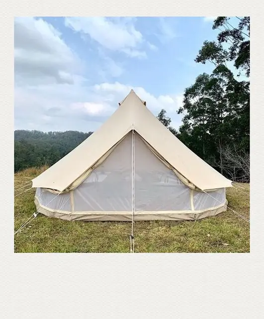 4m Sahara Desert Bell Tent with Steel Frame Double-Layer Cotton Canvas 6-Person Capacity Customizable Logo for Outdoor Use