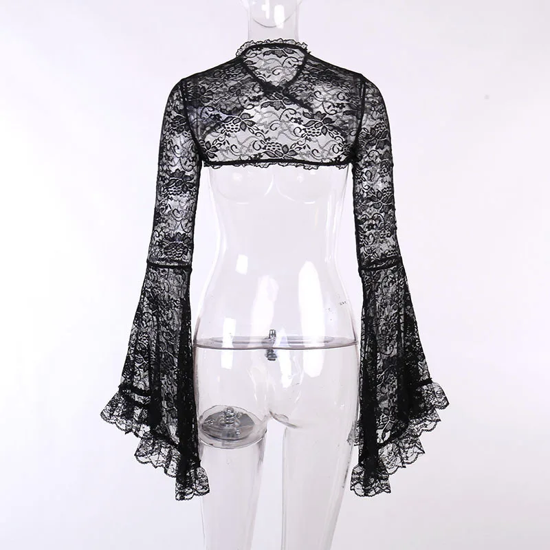 Lace Gothic See through Shrug Tops Grunge Aesthetic Lace Gothic See through Shrug Tops Grunge Aesthetic