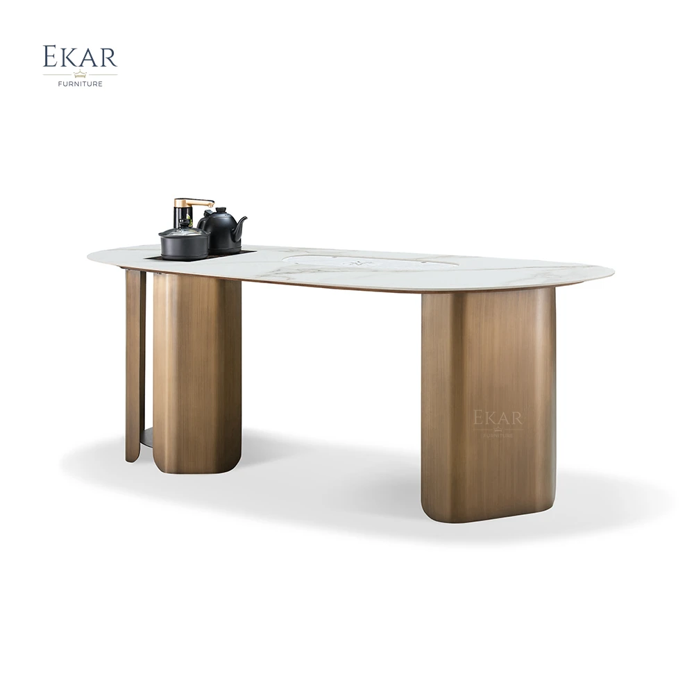 EKAR FURNITURE High-grade luxury desk modern marble stainless steel living room office table