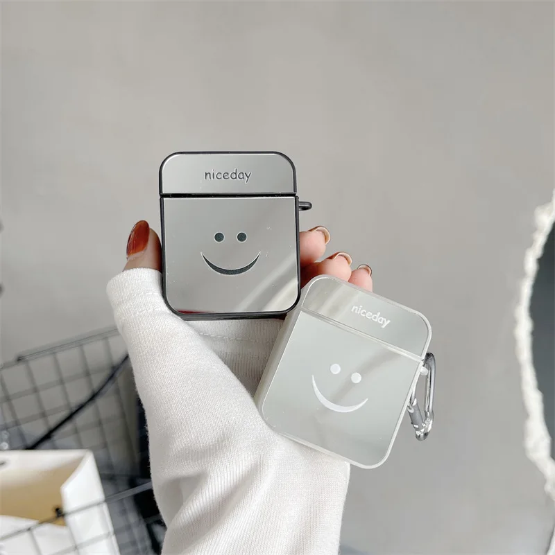Оптовая продажа, чехол для наушников Apple Airpods 1, 2, мультяшное зеркало, улыбающееся лицо, защита от потери, Силиконовая защита для Air Pods Pro, чехол на заказ