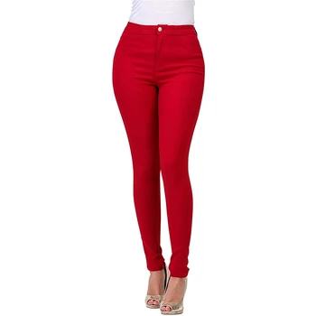 Spring And Summer Thin Red Jeans For Women Elastic Slim Fit  Colorful Casual Pants For Women  Leggings For Women's Feet