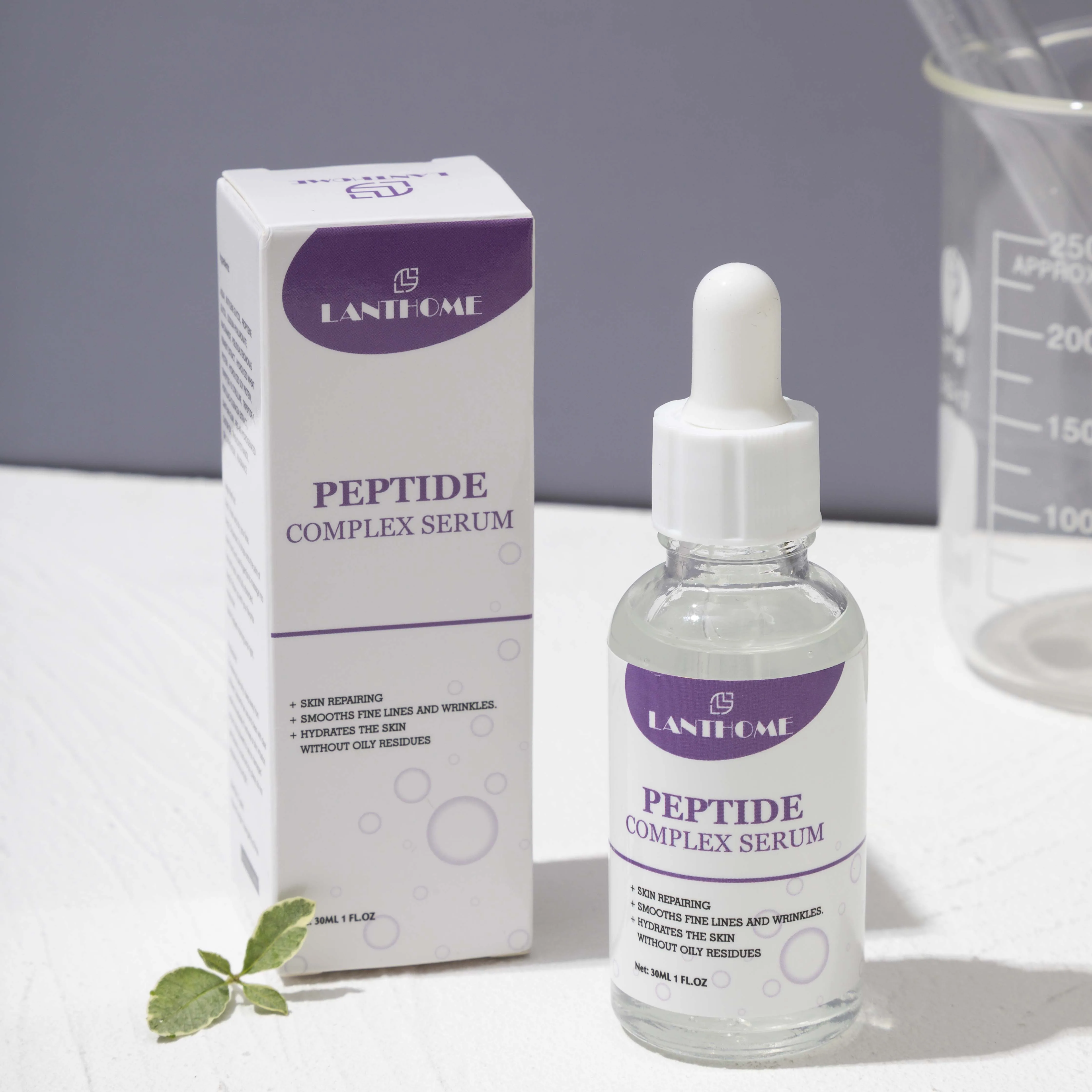 Lanthome Natural Organic Whitening Facial Serum Anti-Aging Wrinkle Repair Peptide Complex Boosts Collagen Tighten Smooth Skin