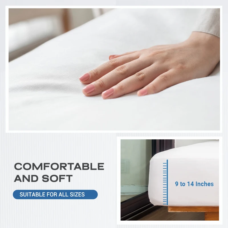 Double Polyester Bamboo Waterproof Bedbug Waterproof Bed  Mattress Protector Zipper Single Mattress Cover