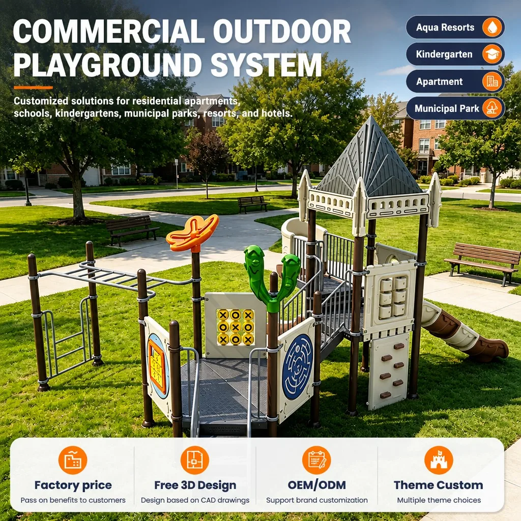 Commercial Park Playground Equipment Kids Climbing Tower Slide Swing Galvanized Steel ASTM CE Certified Wholesale OEM Factory