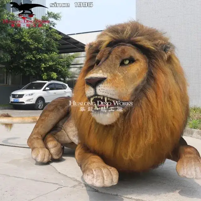 Realistic Artificial Lion Model Handmade Animatronic Museum Kids' Indoor Amusement Shopping Mall Park Ride Durable Metal