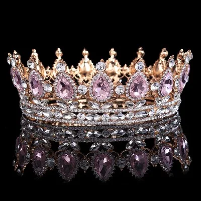 Vintage Barocco Regina Re Sposa Tiara Corona Per Le Donne Copricapo Promenade di Cerimonia Nuziale Nuziale Diademi e Corone