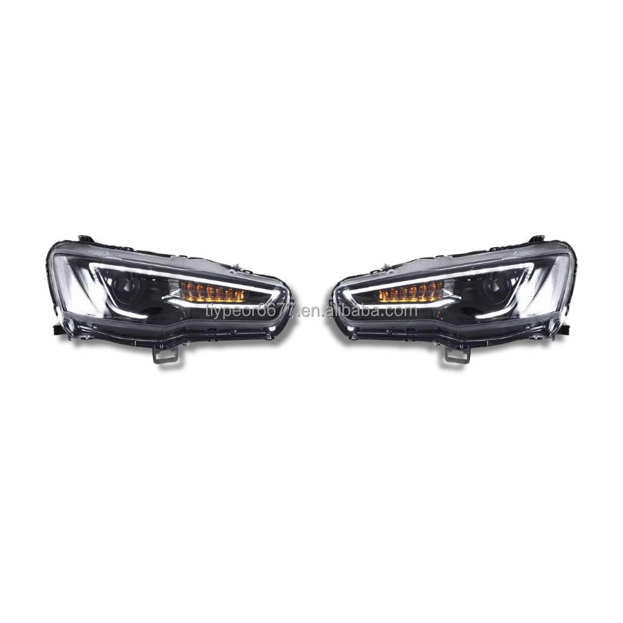 product tiypeor pair led headlights head lamp for mitsubishi lancer evo x 2008   2018 sequential front projector led headlights-4