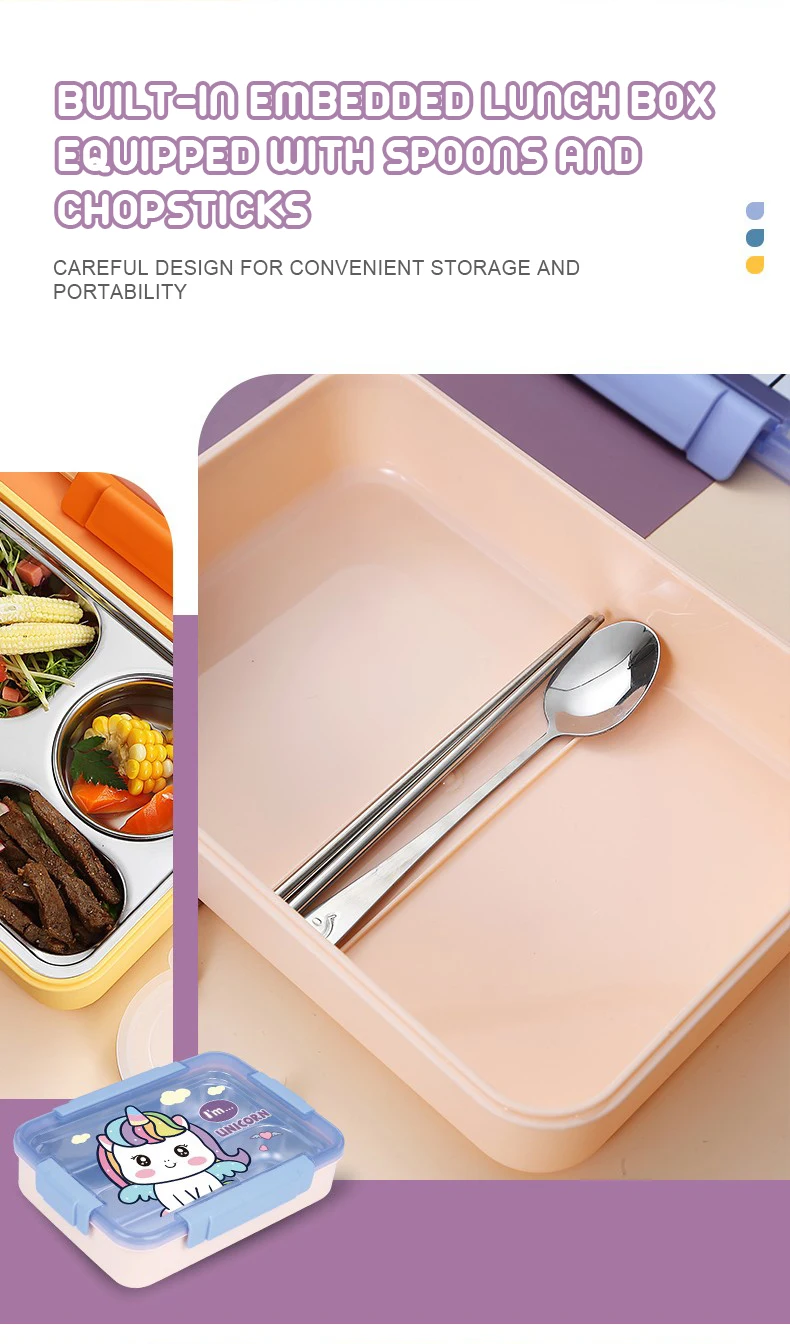 2023 4grids New launching Stainless Steel Safe Food Container Bento Lunch Box