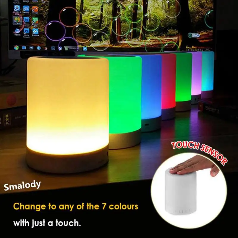 Colorful LED Light Touch Speaker Smart Portable Wireless Bt Speaker 7 Adjustable Different Color Night Light