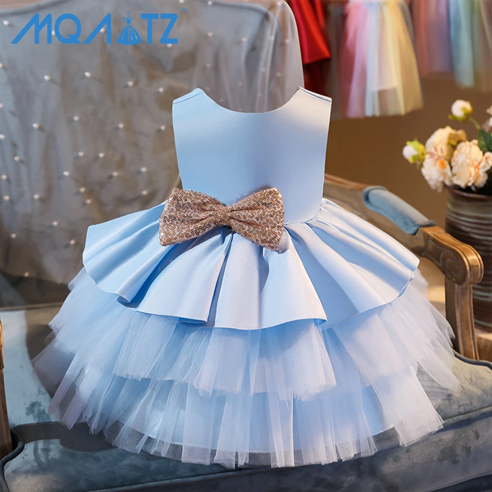 MQATZ New Flower Girl Tutu Dress Baby Frock Children Clothes Bow Birthday  Girl Dress 2-5 Year Kids Dress L1966XZ