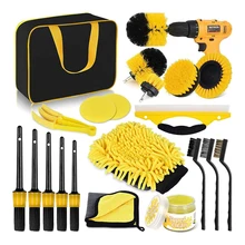 Best Selling 20 Pcs Auto Detailing Brush Set Car Detailing Brush Kit With Car Wash Gel and Portable Carry Bag