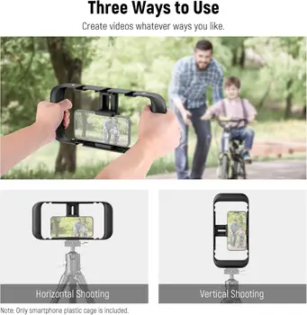 NEEWER Smartphone Video Rig, Phone Video Stabilizer Grip Vlogging Cage with Cold Shoe Tripod Mount, Phone Rig for Videomaker detail image