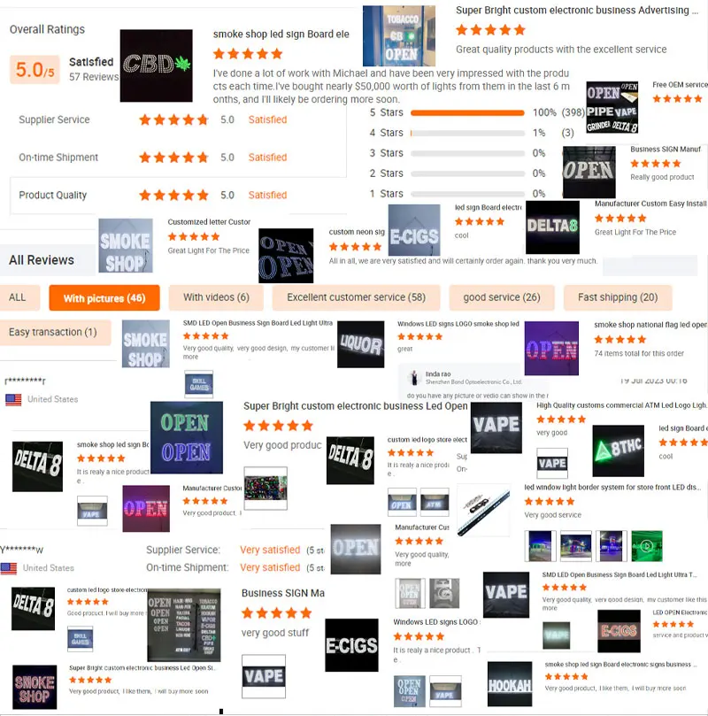 Manufacturer Custom Led Sign Open Bond Fast Delivery Letter Smoke Shop