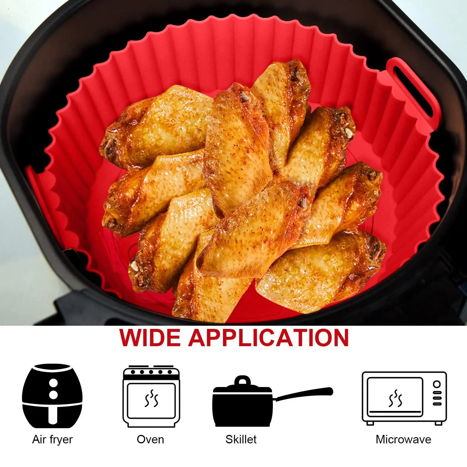 Round Air Fryer Silicone Pot Silicone Foldable Heat Resistant Baking