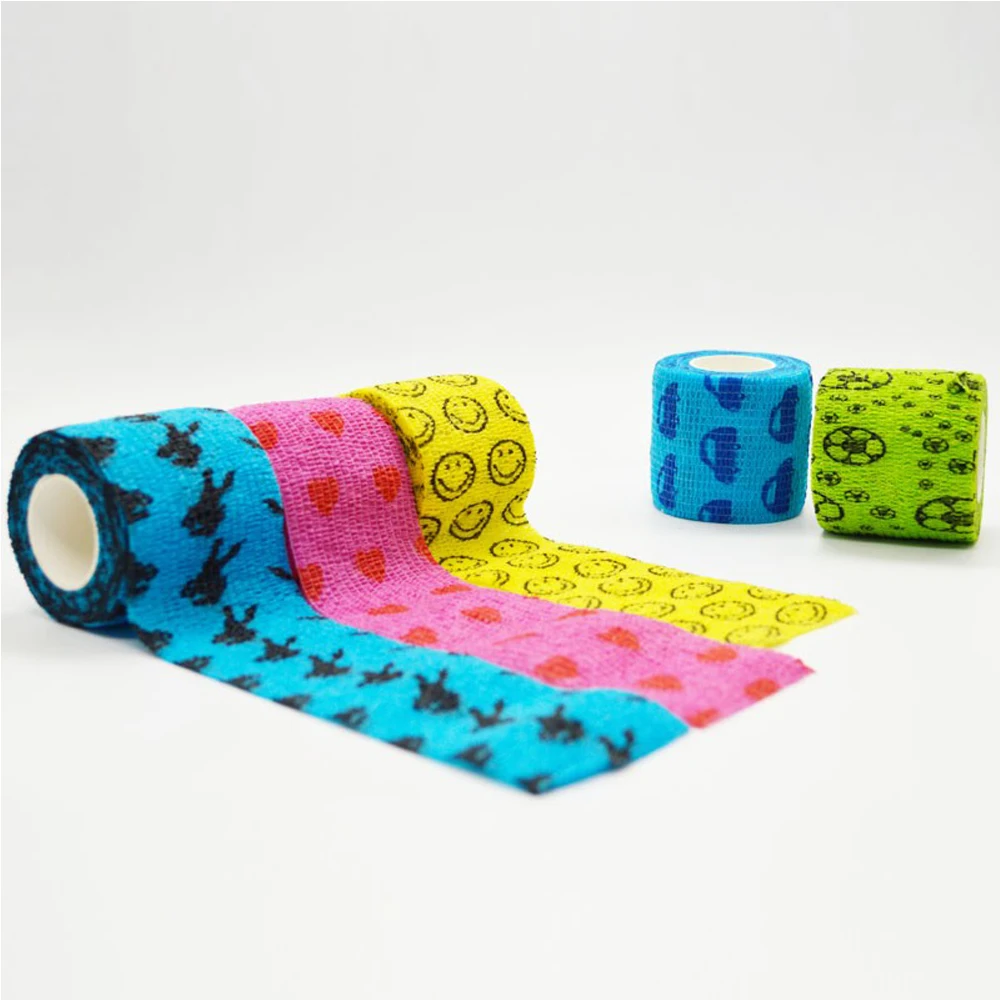 1 Pcs Printed Sports Knee Protector 4.5m Medical Therapy Elastic Bandage Colorful Self Adhesive Wrap Tape for Finger Joint Pet