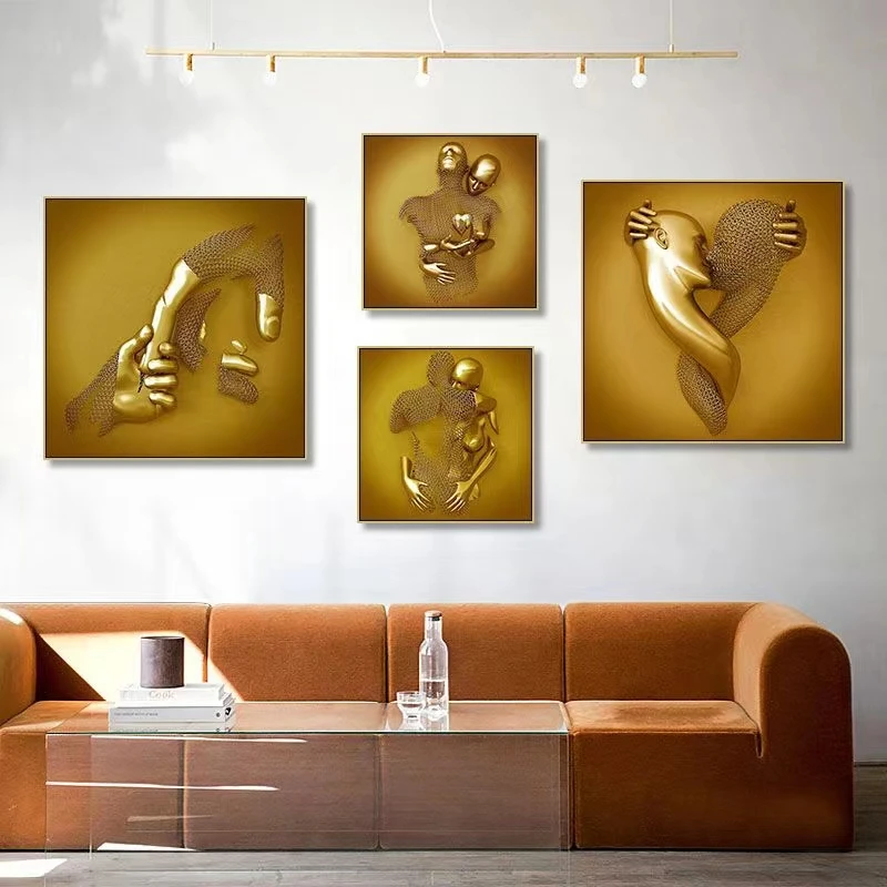 Modern Love Abstract Statue Poster Print Wall Picture Nordic Metal