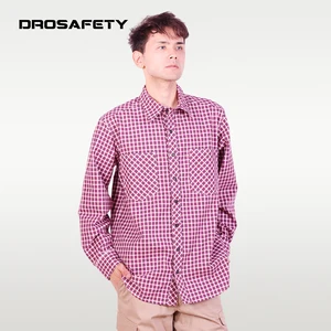 Comfortable Technician HRC 2 Fire Resistant Work Long Sleeves Checkered Shirts for Men