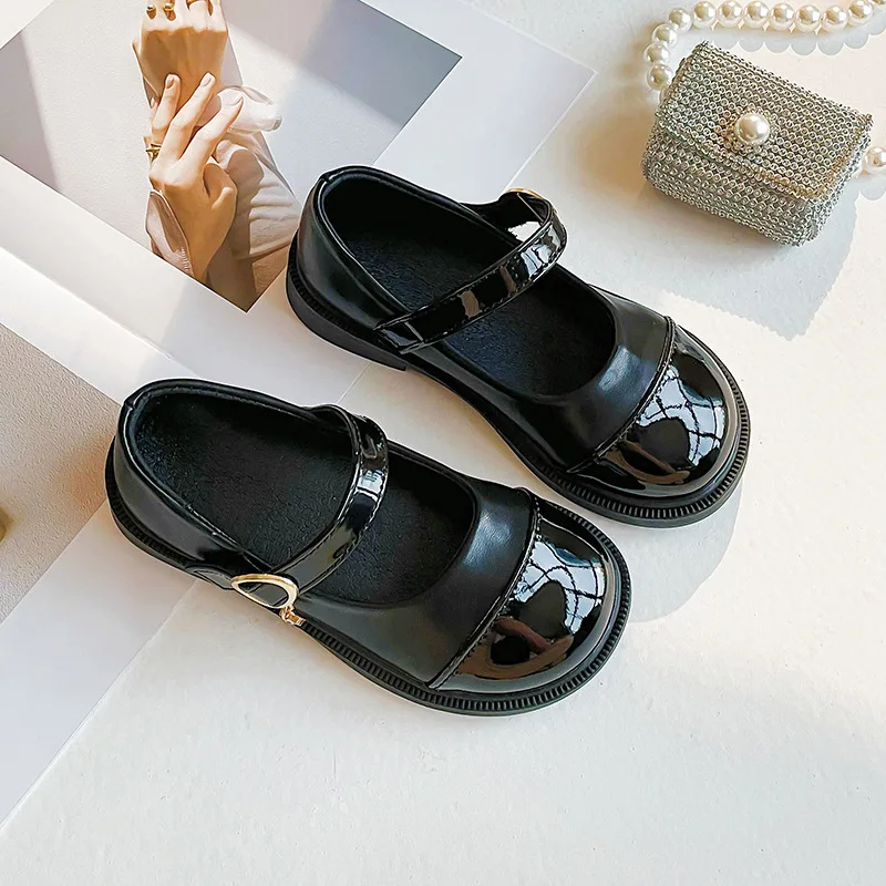 Conyson 2023 New Arrival Princess Birthday Baby Shoes Beautiful Black Princess British Style Children Single Girls Kids Shoes