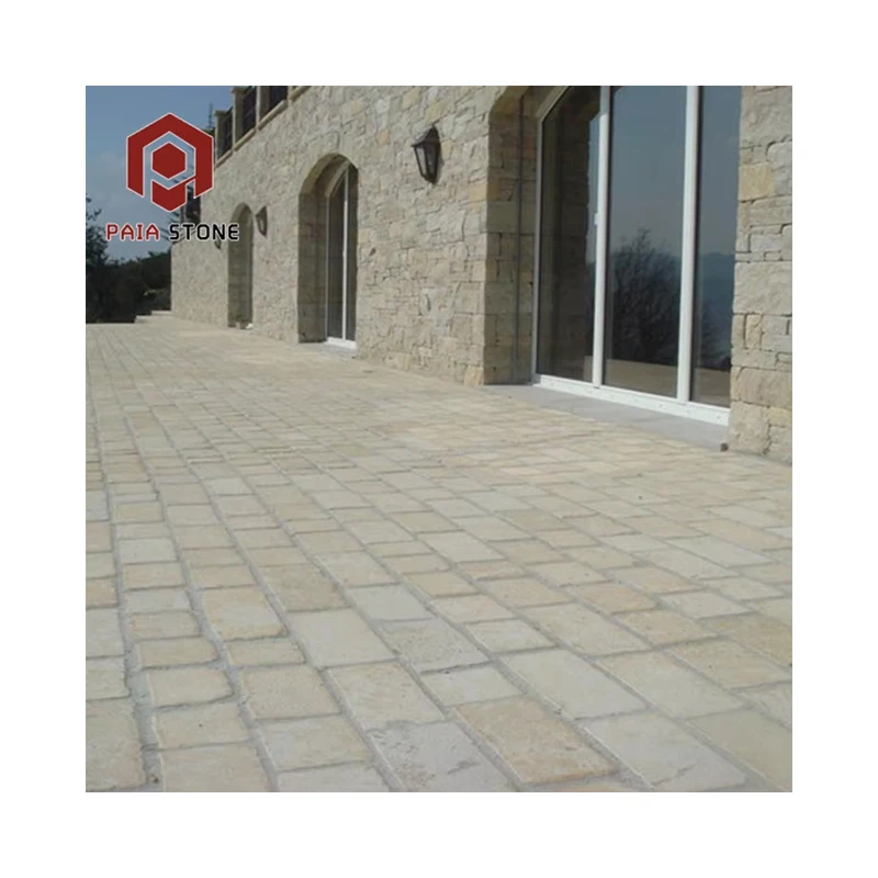 Modern Design High Quality Beige Limestone Pavers for Outdoor Flooring Honed Polished Antique Surface Finish for Villas