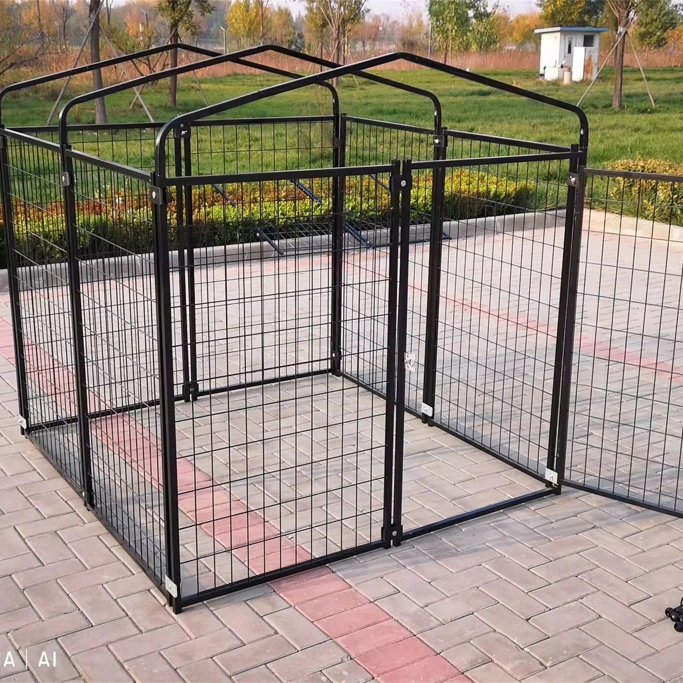 Durable Black Welded Dog Cage Perfect Outdoor Solution