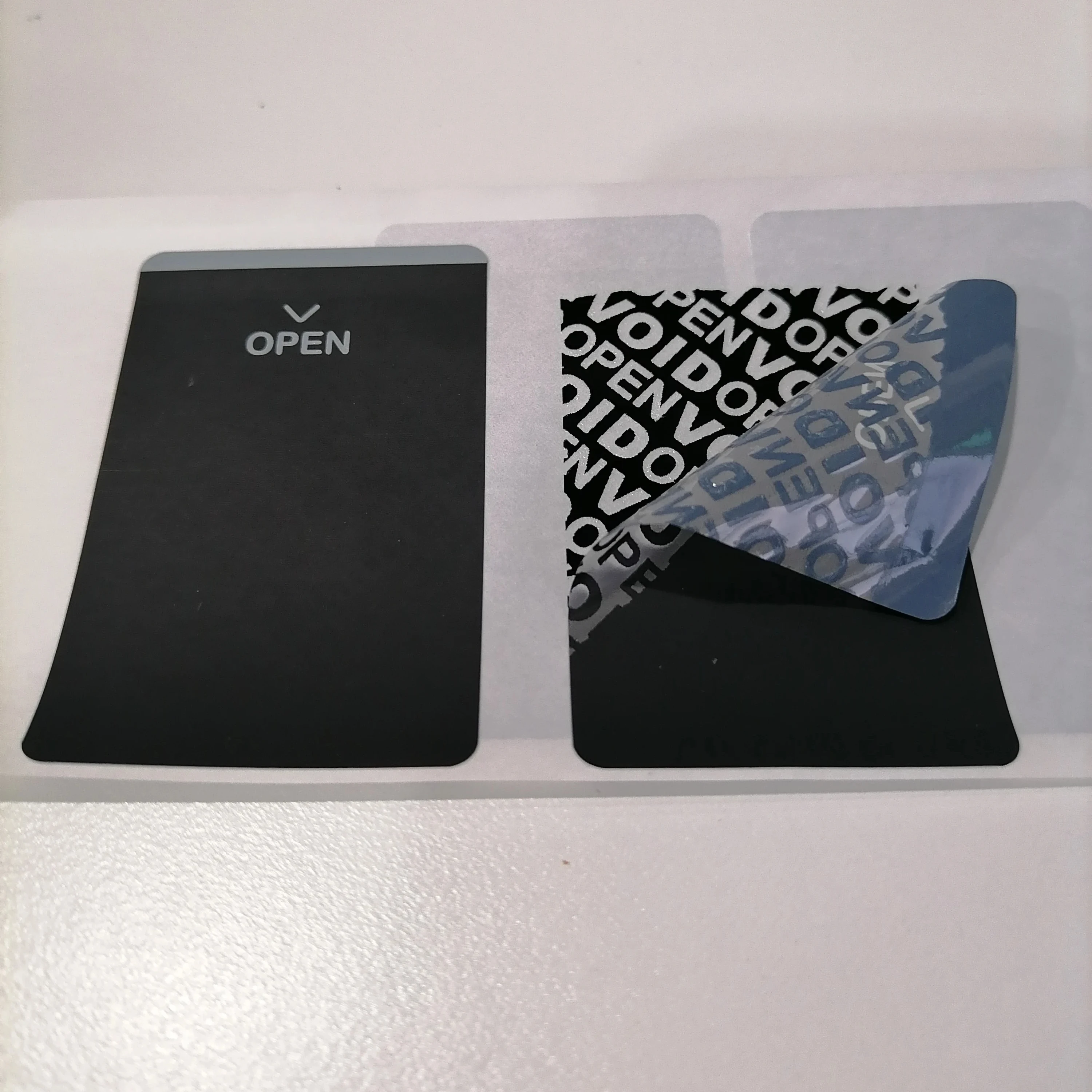 Matte Black Tamper VOID Sticker with Custom Logo Printed and Unique Number