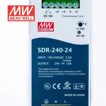 MEANWELL High Efficiency SMPS SDR-240-24 240W 24v 10 amp DC relay contact Din Rail Switching Power Switching power supply