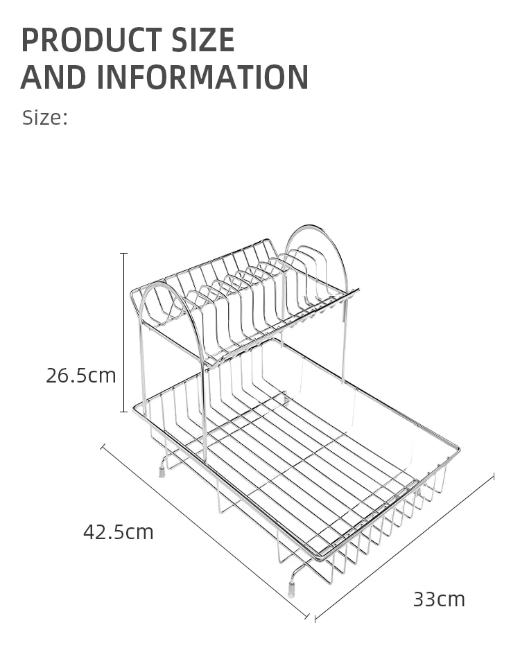 Kitchen Sink Plate Dish Draining Rack Storage Holder Stainless Steel 2