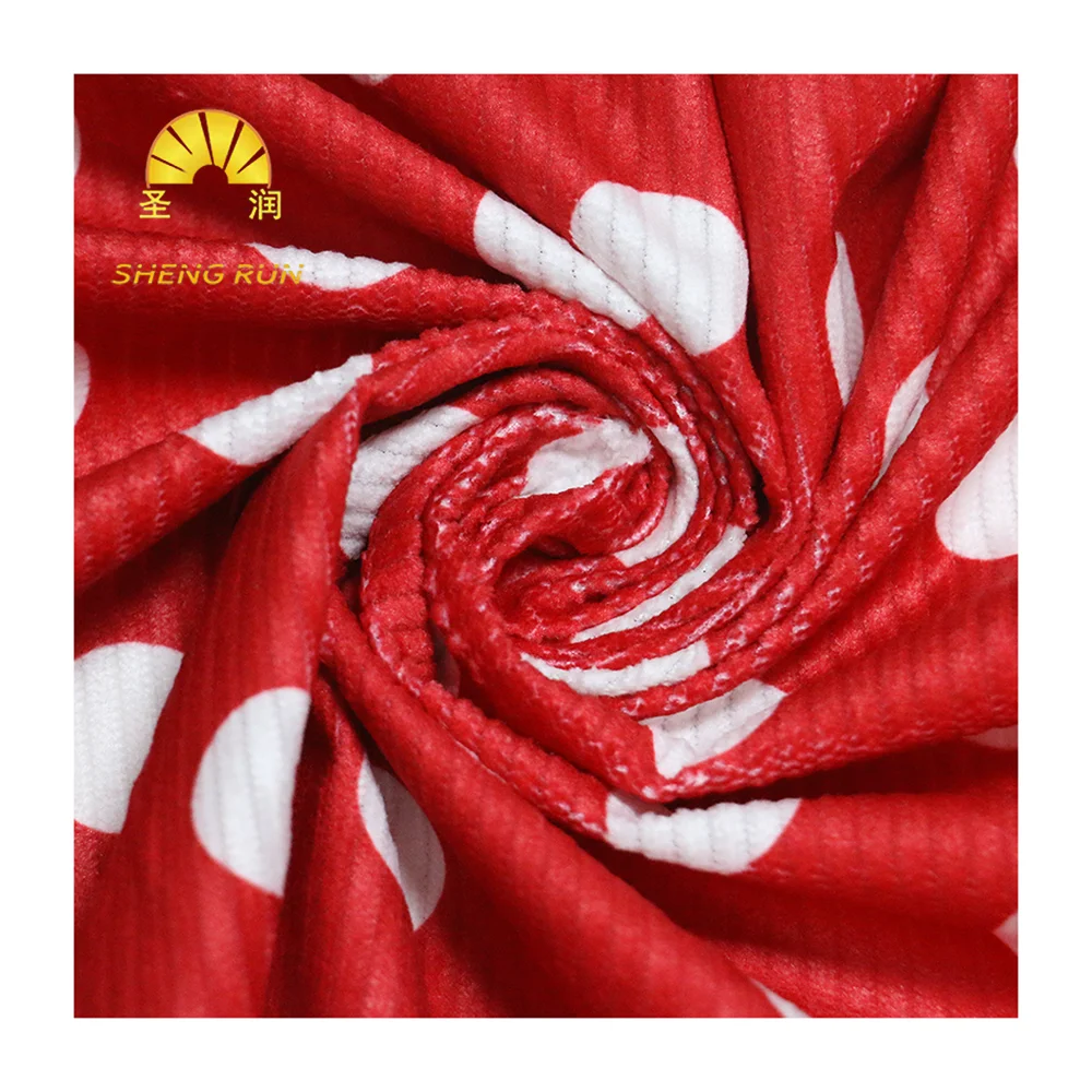 Нет минимального заказа, модная Полиэстеровая красная полоса, цифровая печать, вязаная Вельветовая ткань
