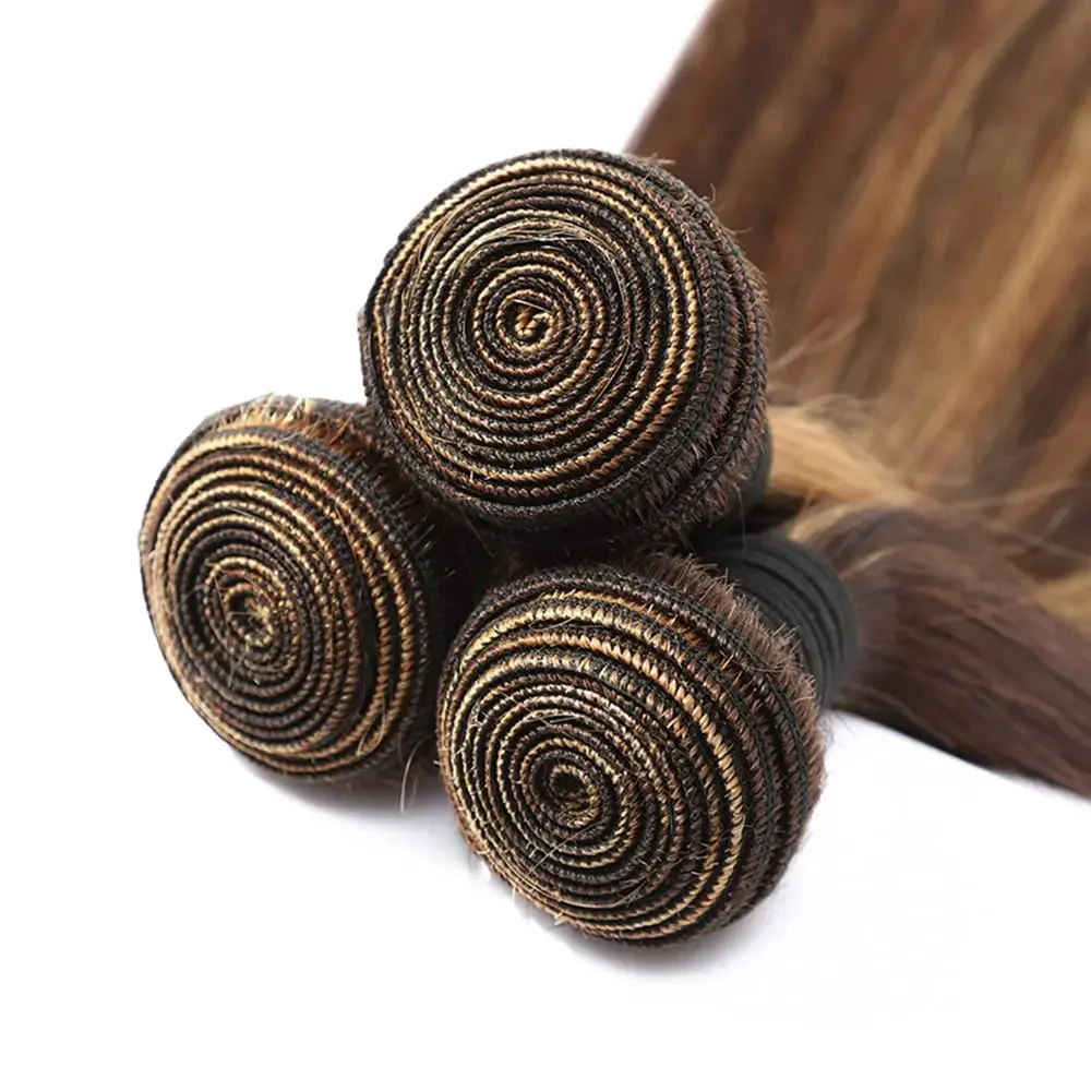 Bundle di capelli umani lisci biondo miele, estensioni di capelli brasiliani, capelli Remy, doppia trama_voghion.com