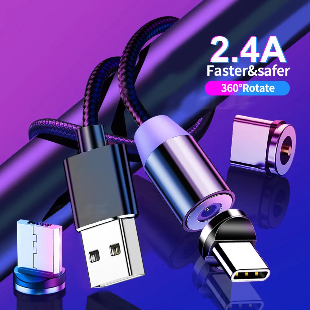 Круглый Магнитный USB 3 в 1 зарядный кабель Магнитный зарядный кабель USB-C Кабель с разъемом Type-C Micro USBA lOS для телефона и умных часов