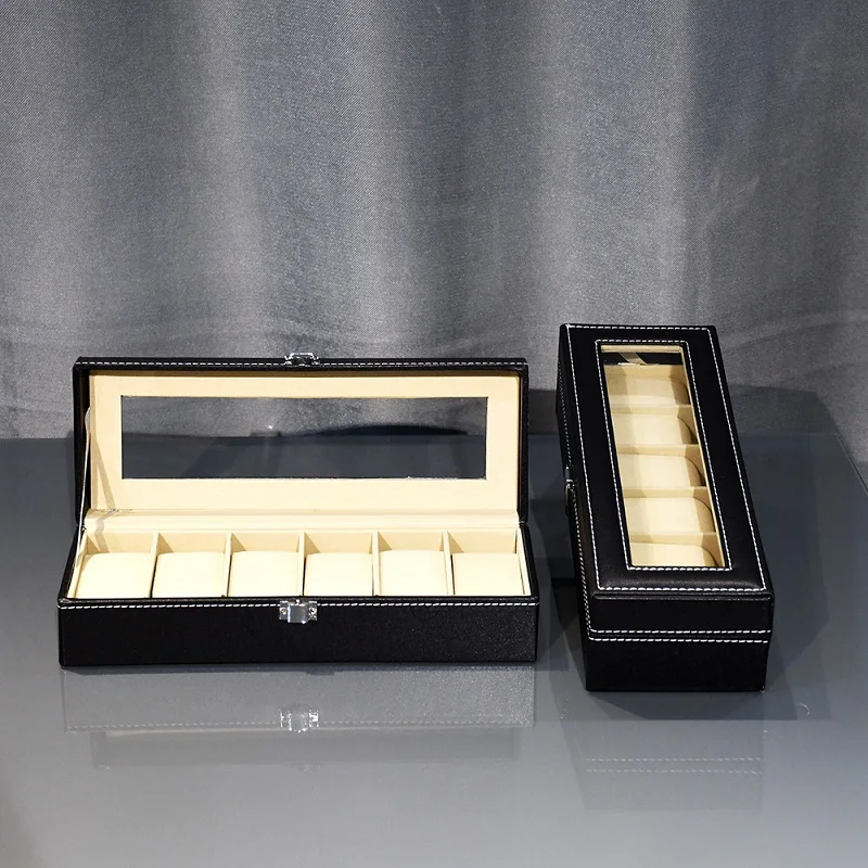 Premium Quality 6 Slots Display Watch Storage Case Watch Box for Men Valentine Gift
