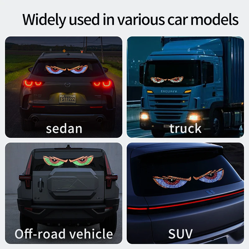 USB Animated Demon Eyes Screen Led Matrix Panel Led Display for Truck Windshield Devil Eyes Lights for Car Truck Off-road SUV