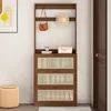 [Natural Wood Color] Solid Wood Rattan Shoe Cabinet
