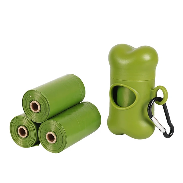 high quality pet waste bags dispenser  custom dog poop bag holder bone shape green with hook nickle free lead free