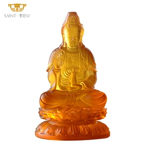 2026 Latest New Design Crystal Art Liuli Kwan Yin Female Buddha Statue Accept Custom Size