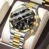3 black dial silver gold strap